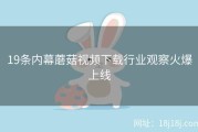 19条内幕蘑菇视频下载行业观察火爆上线